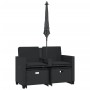 Sofá jardín 2 plazas con sombrilla y taburetes ratán PE negro de , Sofás de exterior - Ref: Foro24-365883, Precio: 221,02 €