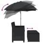 Sofá jardín 2 plazas con sombrilla y taburetes ratán PE negro de , Sofás de exterior - Ref: Foro24-365883, Precio: 221,02 €
