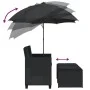 Sofá jardín 2 plazas con sombrilla y taburetes ratán PE negro by , Outdoor sofas - Ref: Foro24-365883, Price: 239,50 €, Disco...