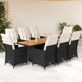 Set de comedor de jardín 9 pzas y cojines ratán sintético negro von , Gartensets - Ref: Foro24-3276690, Preis: 1,00 €, Rabatt: %