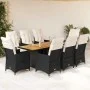 Set de comedor de jardín 9 pzas y cojines ratán sintético negro by , Garden sets - Ref: Foro24-3276690, Price: 1,00 €, Discou...