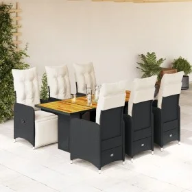 Set de mesa y sillas de jardín 7 pzas y cojines ratán PE negro by , Garden sets - Ref: Foro24-3277133, Price: 1,00 €, Discoun...