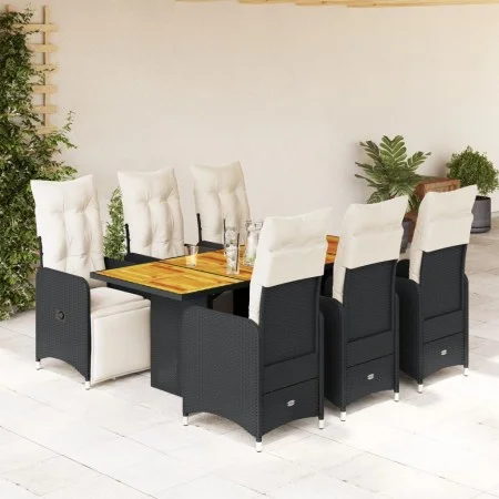 Set de mesa y sillas de jardín 7 pzas y cojines ratán PE negro von , Gartensets - Ref: Foro24-3277133, Preis: 1,00 €, Rabatt: %