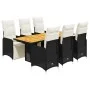 Set de mesa y sillas de jardín 7 pzas y cojines ratán PE negro von , Gartensets - Ref: Foro24-3277133, Preis: 1,00 €, Rabatt: %