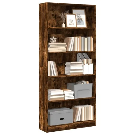 Estantería madera de ingeniería roble ahumado 80x24x176 cm de , Librerías y estanterías - Ref: Foro24-857857, Precio: 77,72 €...