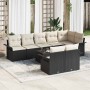 Conjunto de sofá de jardín con cojín 9 pcs Negro Poliratán