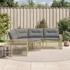 Sofá de jardín forma de L con cojines y taburete ratán PE beige by , Outdoor sofas - Ref: Foro24-365897, Price: 351,26 €, Dis...