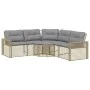Sofá de jardín forma de L con cojines y taburete ratán PE beige by , Outdoor sofas - Ref: Foro24-365897, Price: 351,26 €, Dis...