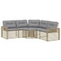 Sofá de jardín forma de L con cojines y taburete ratán PE beige von , Outdoor-Sofas - Ref: Foro24-365897, Preis: 358,10 €, Ra...