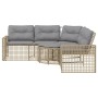 Sofá de jardín forma de L con cojines y taburete ratán PE beige von , Outdoor-Sofas - Ref: Foro24-365897, Preis: 358,10 €, Ra...
