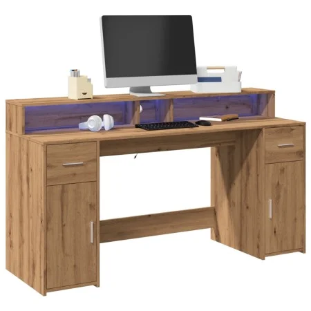 Escritorio con LED madera ingeniería roble artisian 160x55x91cm by , Desks - Ref: Foro24-3309437, Price: 183,61 €, Discount: %