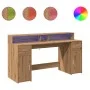 Escritorio con LED madera ingeniería roble artisian 160x55x91cm by , Desks - Ref: Foro24-3309437, Price: 183,61 €, Discount: %