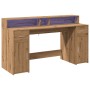 Escritorio con LED madera ingeniería roble artisian 160x55x91cm von , Schreibtische - Ref: Foro24-3309437, Preis: 186,19 €, R...
