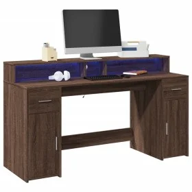 Escritorio con LED madera ingeniería marrón roble 160x55x91 cm von , Schreibtische - Ref: Foro24-3309435, Preis: 186,19 €, Ra...