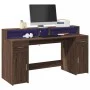 Escritorio con LED madera ingeniería marrón roble 160x55x91 cm by , Desks - Ref: Foro24-3309435, Price: 186,19 €, Discount: %