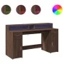 Escritorio con LED madera ingeniería marrón roble 160x55x91 cm by , Desks - Ref: Foro24-3309435, Price: 186,19 €, Discount: %