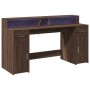 Escritorio con LED madera ingeniería marrón roble 160x55x91 cm von , Schreibtische - Ref: Foro24-3309435, Preis: 189,03 €, Ra...