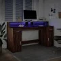 Escritorio con LED madera ingeniería marrón roble 160x55x91 cm by , Desks - Ref: Foro24-3309435, Price: 186,19 €, Discount: %