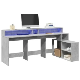 Escritorio con LED madera ingeniería gris hormigón 200x104x91cm von , Schreibtische - Ref: Foro24-3309468, Preis: 187,53 €, R...