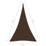 Toldo de vela triangular tela Oxford marrón 5x6x6 m