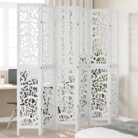 Biombo separador de 6 paneles madera maciza Paulownia blanco by , Room dividers - Ref: Foro24-358748, Price: 196,50 €, Discou...