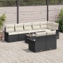 Conjunto de sofá de jardín con cojín 9 pcs Negro Poliratán