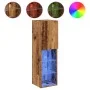TV stands with LED lights 2 units aged wood 30.5x30x102 cm by , TV Furniture - Ref: Foro24-857677, Price: 96,68 €, Discount: %