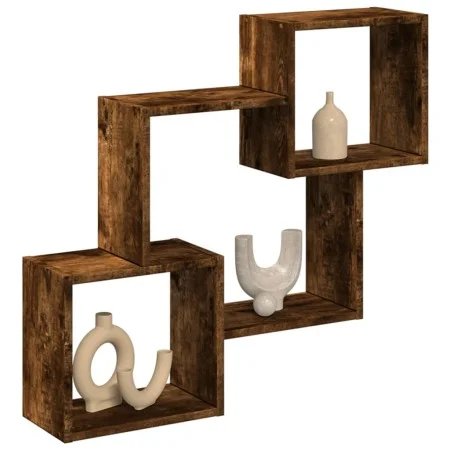 Armario de pared madera ingeniería roble ahumado 78x18x71 cm by , Shelves and shelves - Ref: Foro24-854809, Price: 30,06 €, D...