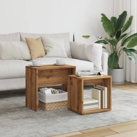 Mesas de centro apilables 2 uds madera ingeniería roble artisan by , Coffee table - Ref: Foro24-856051, Price: 52,15 €, Disco...