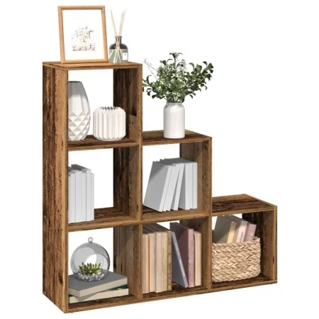 Librería divisor 3 niveles madera envejecida 99x29x99 cm by , Bookcases and shelves - Ref: Foro24-857965, Price: 61,15 €, Dis...