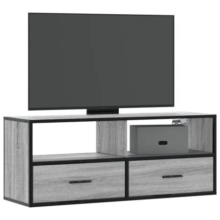 Mueble de TV madera y metal roble ahumado 100x31x39,5 cm von , TV-Möbel - Ref: Foro24-848932, Preis: 58,71 €, Rabatt: %