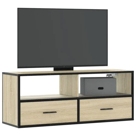 Mueble TV madera ingeniería y metal roble Sonoma 100x31x39,5 cm von , TV-Möbel - Ref: Foro24-848930, Preis: 57,00 €, Rabatt: %