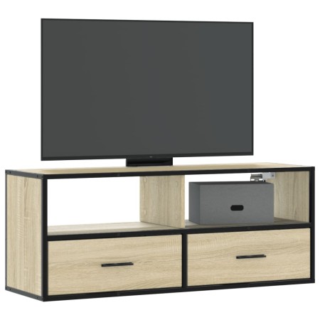 Mueble TV madera ingeniería y metal roble Sonoma 100x31x39,5 cm de , Muebles TV - Ref: Foro24-848930, Precio: 70,17 €, Descue...