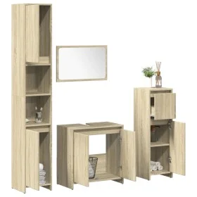 Juego de muebles de baño 4 pzas contrachapada roble Sonoma de , Muebles de baño - Ref: Foro24-3324969, Precio: 162,41 €, Desc...