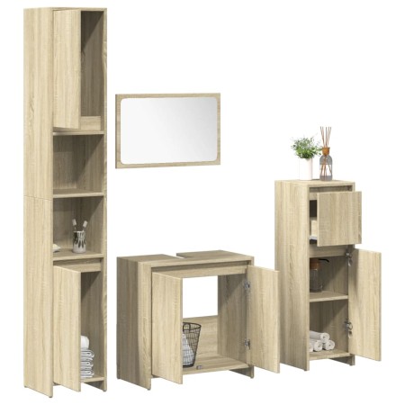 Juego de muebles de baño 4 pzas contrachapada roble Sonoma von , Badezimmermöbel - Ref: Foro24-3324969, Preis: 161,86 €, Raba...
