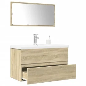 Set de muebles de baño 3 pzas madera contrachapada roble Sonoma von , Badezimmermöbel - Ref: Foro24-3325037, Preis: 208,35 €,...