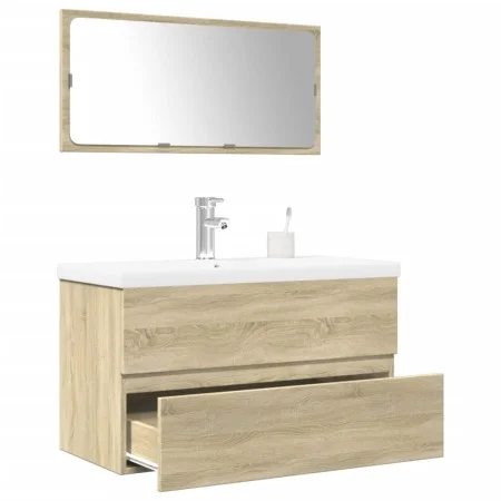 Set de muebles de baño 3 pzas madera contrachapada roble Sonoma von , Badezimmermöbel - Ref: Foro24-3325037, Preis: 208,35 €,...