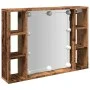 Mueble con espejo y LED madera ingeniería envejecida 76x15x55cm by , Closets and storage - Ref: Foro24-857001, Price: 64,80 €...