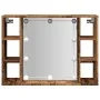 Mueble con espejo y LED madera ingeniería envejecida 76x15x55cm by , Closets and storage - Ref: Foro24-857001, Price: 64,80 €...