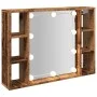 Mueble con espejo y LED madera ingeniería envejecida 76x15x55cm by , Closets and storage - Ref: Foro24-857001, Price: 64,80 €...