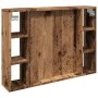 Mueble con espejo y LED madera ingeniería envejecida 76x15x55cm by , Closets and storage - Ref: Foro24-857001, Price: 64,80 €...