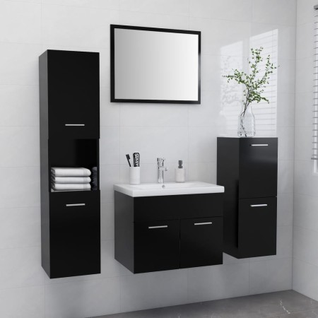 Badezimmerset aus schwarzer Ingenieurholzmasse von , Badezimmermöbel - Ref: Foro24-3071091, Preis: 268,86 €, Rabatt: %