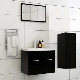 Engineered wood black bathroom furniture set by , Bathroom furniture - Ref: Foro24-3071451, Price: 248,93 €, Discount: %