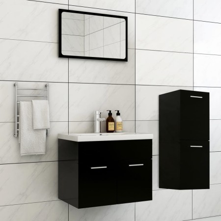 Badezimmerset aus schwarzer Ingenieurholzmasse von , Badezimmermöbel - Ref: Foro24-3071451, Preis: 248,93 €, Rabatt: %
