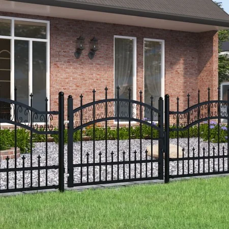 Black coated steel pointed spear fence gate 103x120cm by , garden gates - Ref: Foro24-151089, Price: 141,98 €, Discount: %