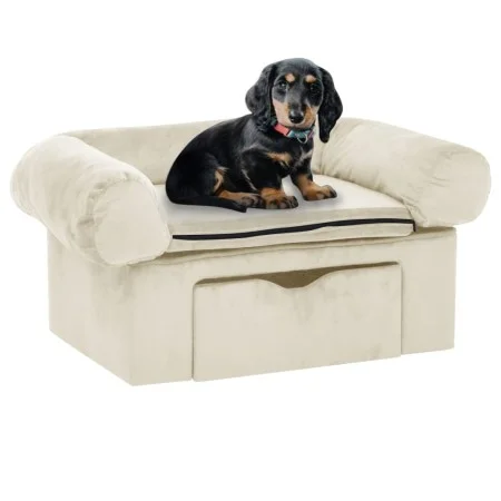 Dog sofa with cream plush drawer 75x50x38 cm by , Beds for dogs - Ref: Foro24-171082, Price: 110,38 €, Discount: %