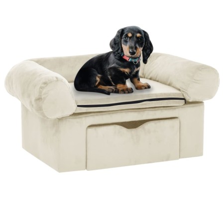 Hundesofa mit Schublade, cremefarbenes Plüsch, 75x50x38 cm. von , Betten für Hunde - Ref: Foro24-171082, Preis: 112,19 €, Rab...