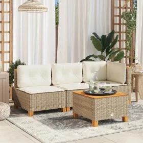 Garden sofa without armrests with beige PE rattan cushions. by , Outdoor sofas - Ref: Foro24-365907, Price: 86,16 €, Discount: %