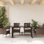 Garden table with brown PE rattan surface and glass top, measuring 190x80x75 cm. by , Garden tables - Ref: Foro24-365603, Pri...