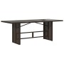 Garden table with brown PE rattan surface and glass top, measuring 190x80x75 cm. by , Garden tables - Ref: Foro24-365603, Pri...